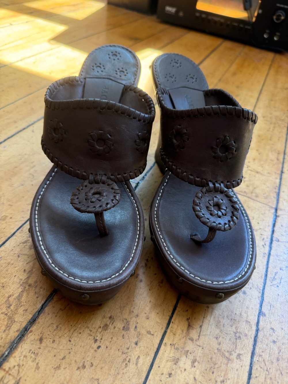 Jack Rogers brown wooden wedge sandals size‎ 10